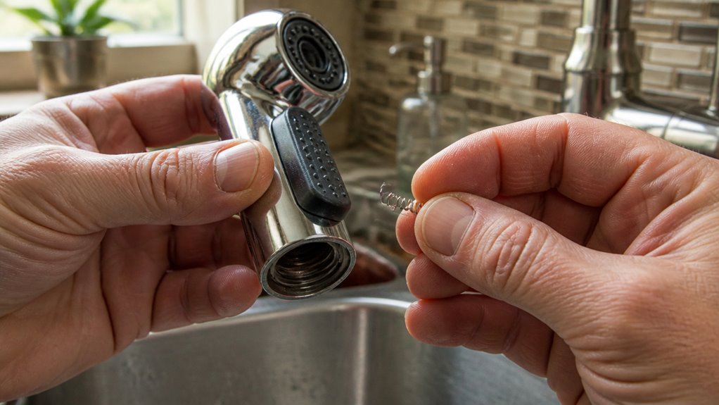 reattach kitchen sprayer thumb control